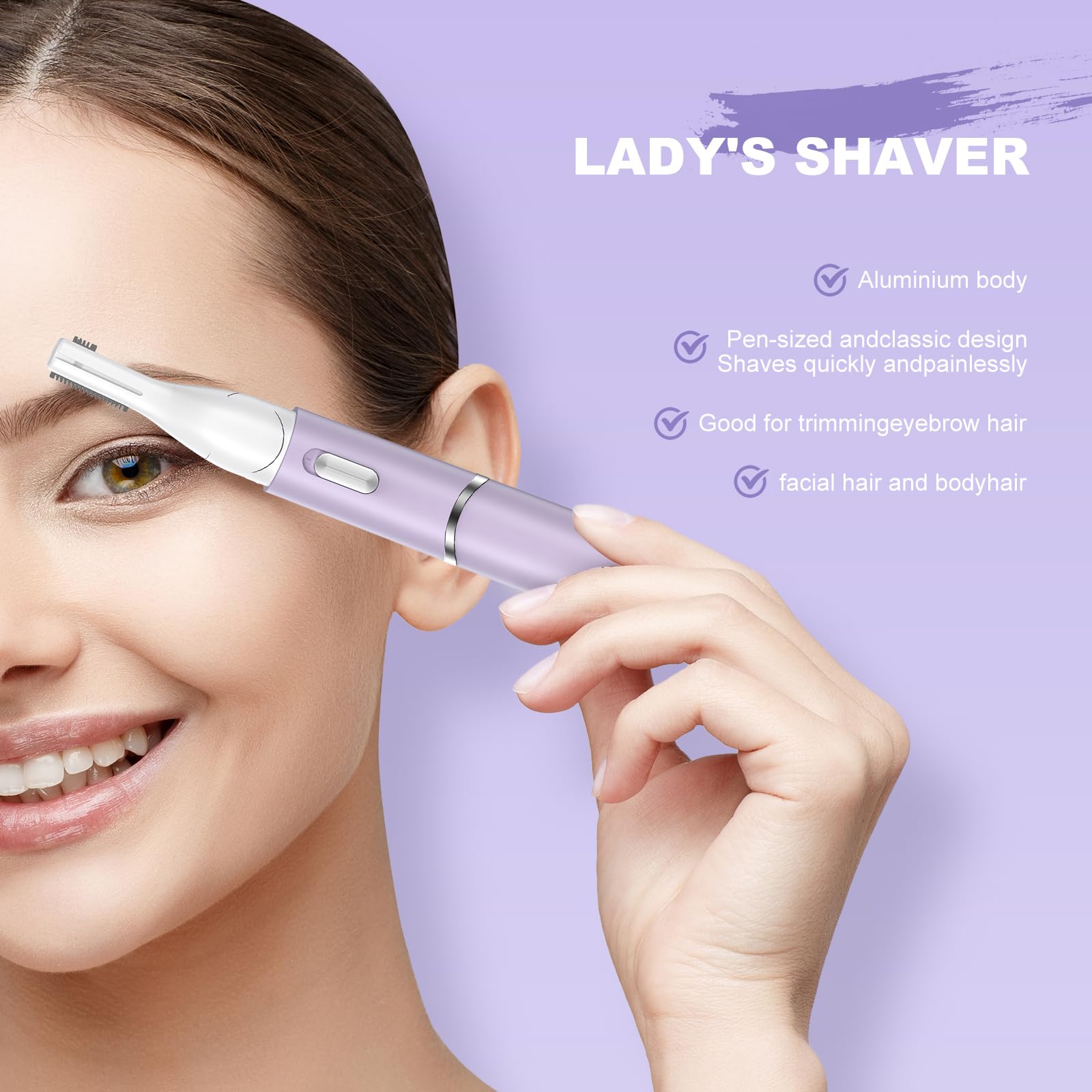 Rechargeable Eyebrow Trimmer for Women - Double-Sided Electric Eyebrow Razor with Pivoting Head & Comb, Portable Facial Hair Remover for Easy Cleaning - Perfect for Travel, Home Use & Eyebrow Shaping