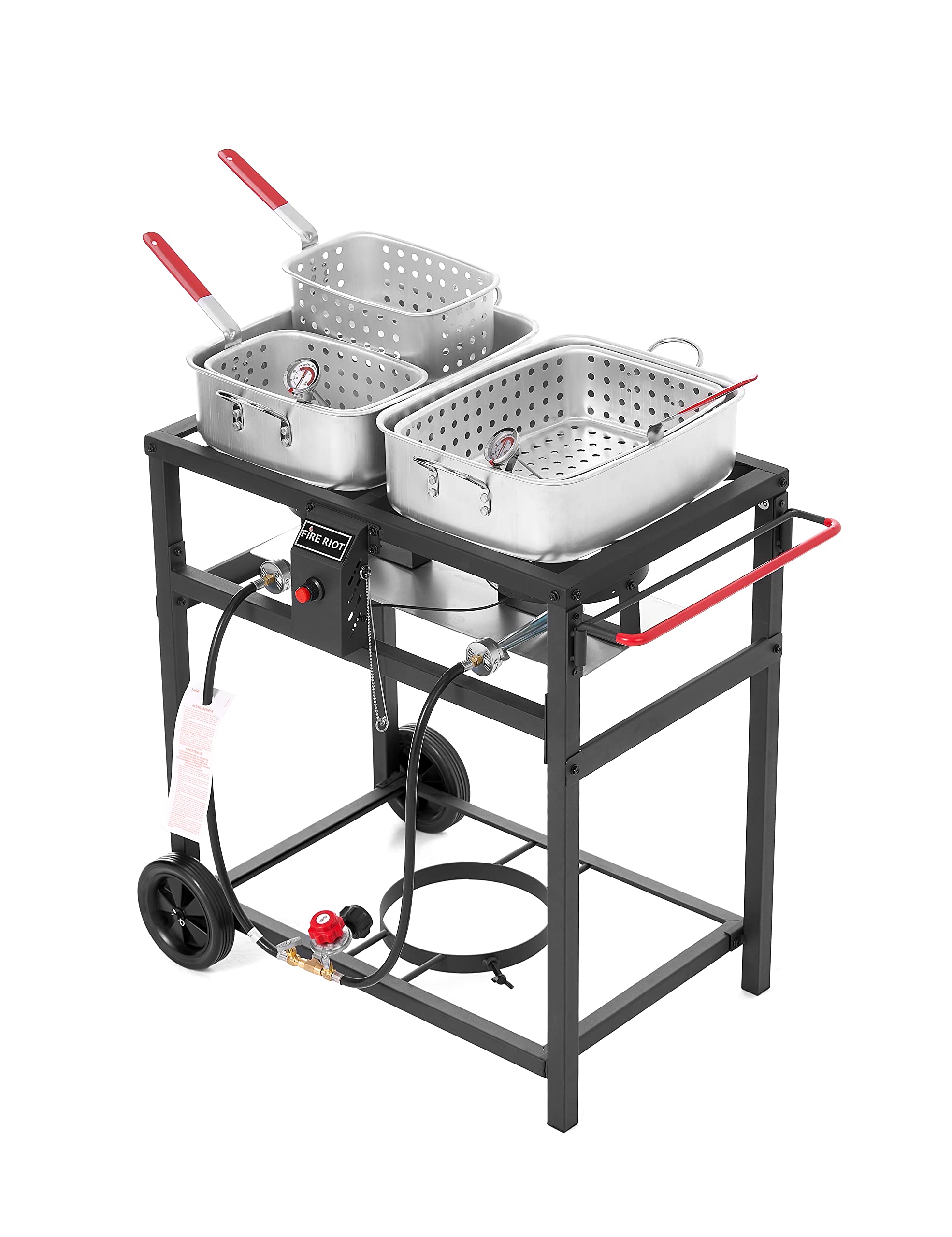**Propane Outdoor Double Burner Deep Fryer Cart with 2-18QT Aluminum Pots & Frying Baskets – Perfect for Fish Fry, Wings, Fries, and Cajun Cooking – Ideal for Backyard BBQs, Tailgating, and Outdoor Parties**