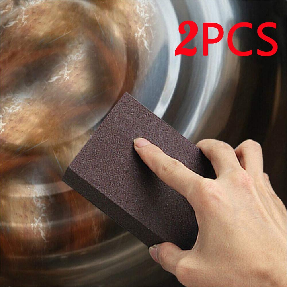 2PCS High-Density Carborundum Sponge Brushes for Kitchen Cleaning - Heavy Duty Magic Pot Scrubber with 4-Surface Sanding | Perfect for Pots, Pans, Utensils & Stubborn Stains Removal
