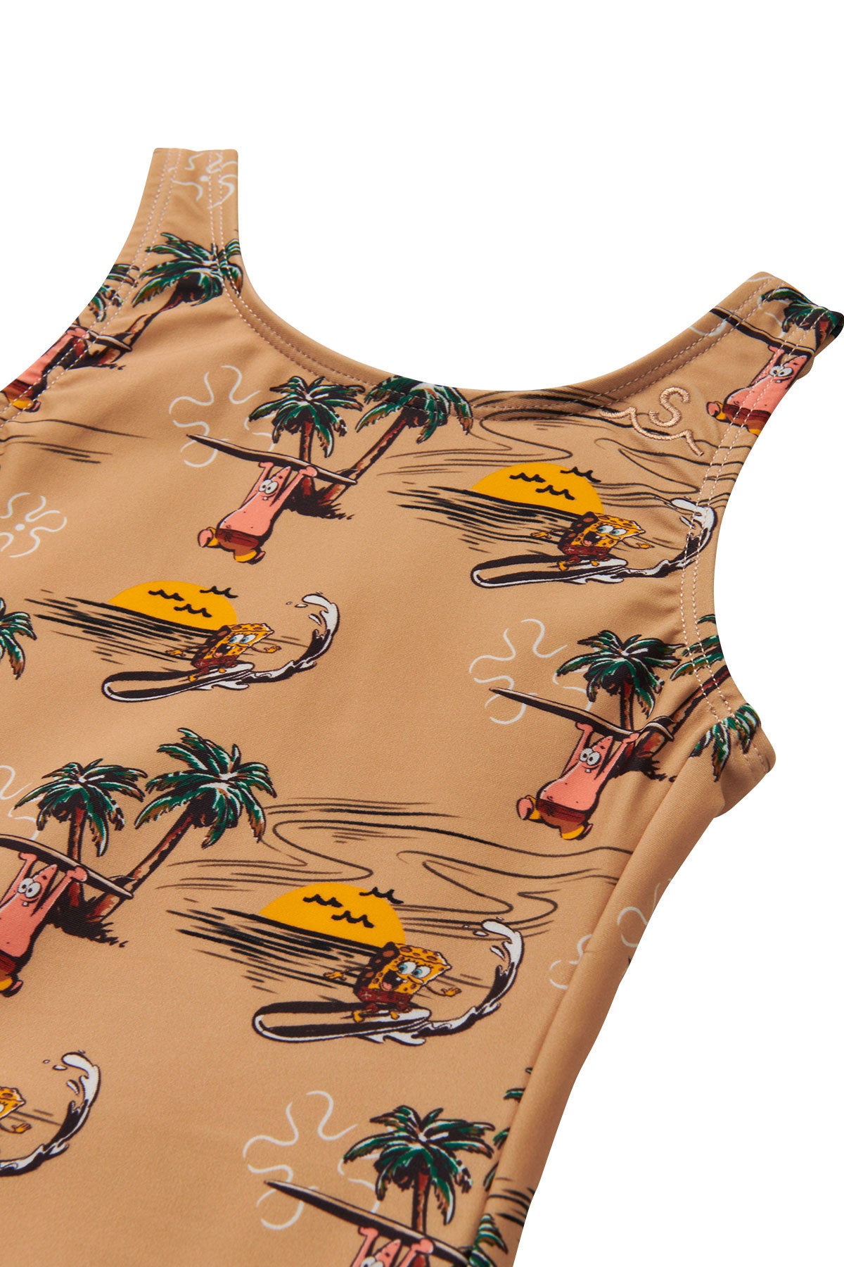 Seaesta Surf x SpongeBob® Tropical Print Swimsuit for Women - Sun Bleached Design - Perfect for Beach, Pool & Summer Vacations