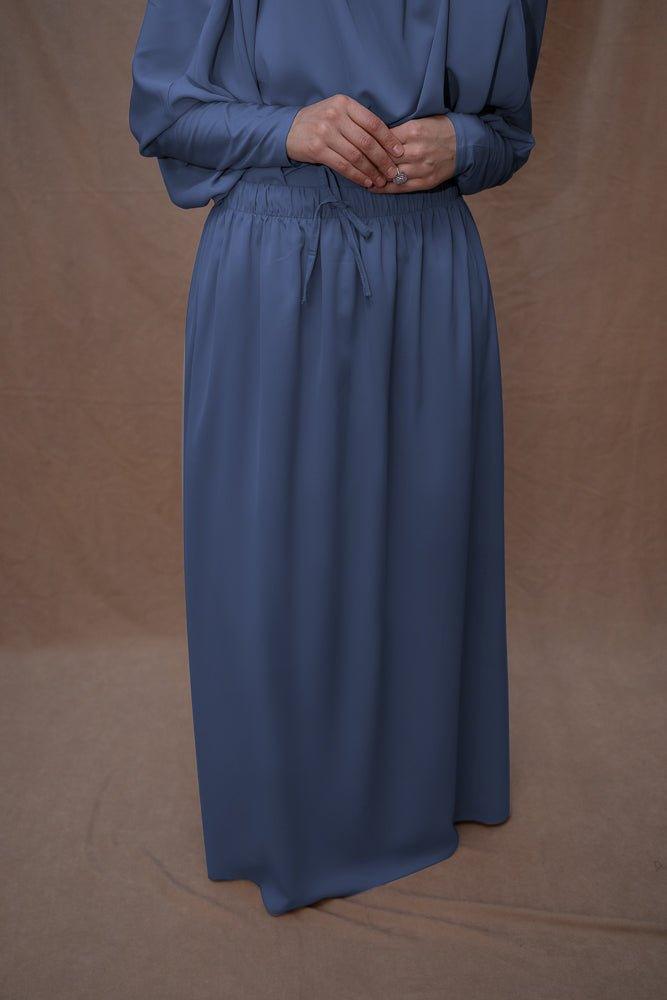 Blue Moira Umrah Prayer Gown with Niqab - Modest Islamic Abaya for Women - Perfect for Hajj, Umrah & Daily Prayers