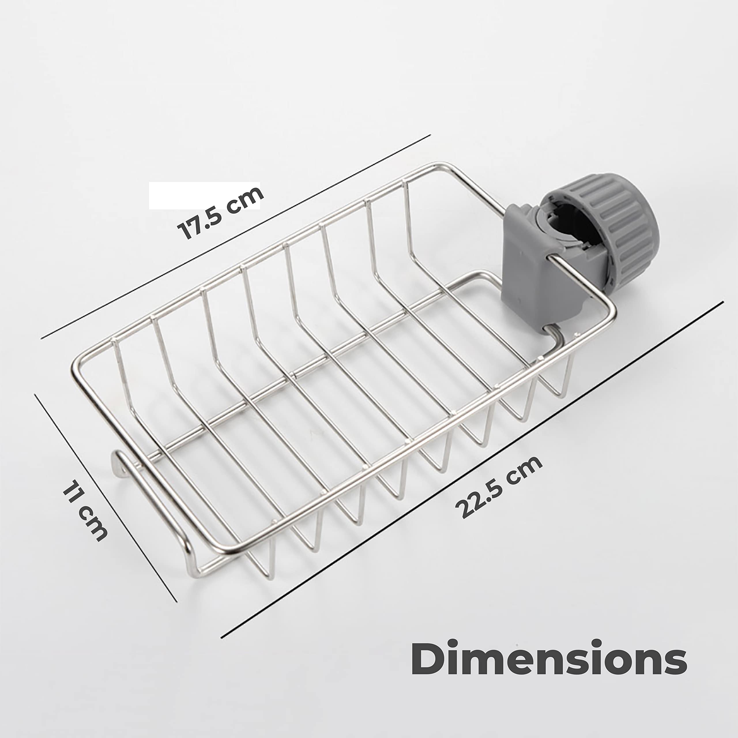 Stainless Steel Sink Caddy Organizer with Towel Holder - Kitchen Drain Rack & Soap Dispenser Storage - Practical Tap Organizer Clip for Sponges and Brushes - Perfect for Small Kitchen Countertop Organization (Pack of 1)