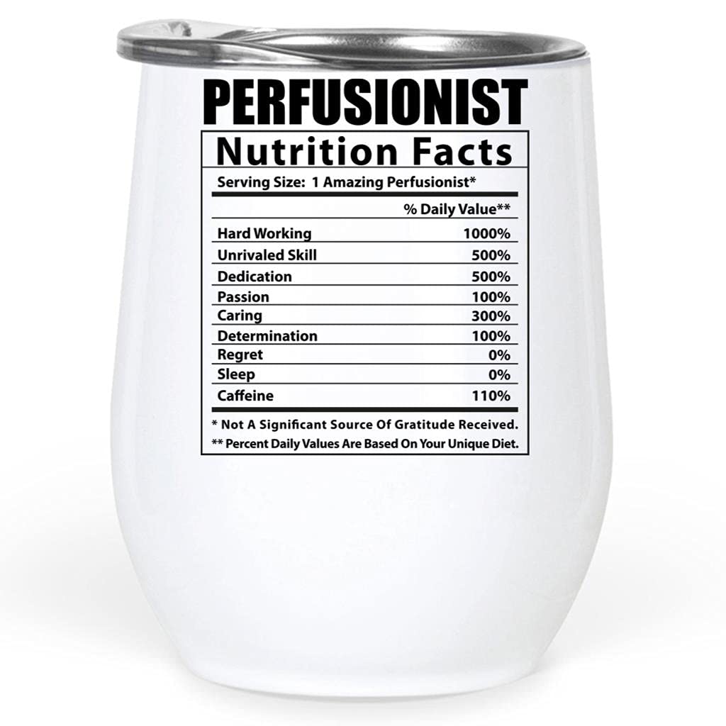 Funny Perfusionist Gifts - 12 Oz Insulated Tumbler with Nutritional Facts Design - Perfect Christmas 2024 Present for Medical Professionals - Great for Coffee, Tea & Office Use