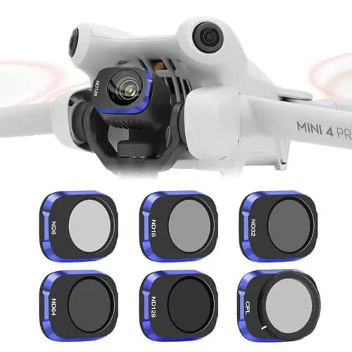 DJI Mini 4 Pro Magnetic ND/CPL Filter Kit - 6 Pack HD Multilayer Optical Glass Lens with Aluminum Frame for Professional Aerial Photography - Perfect for Sunny Days, Water Reflections & Landscape Drone Shots