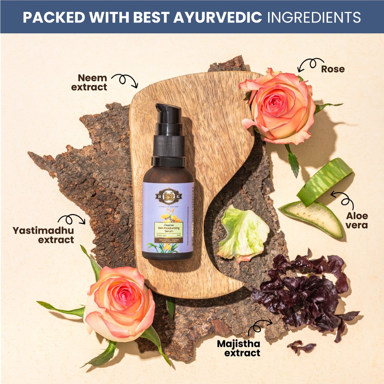 Best Ayurvedic Skin Moisturizing Serum 30ml with Lactic Acid (AHA), Vitamin C & Glycerin - Brightens Skin, Reduces Dark Spots & Exfoliates for All Skin Types - Perfect for Daily Skincare Routine & Nighttime Use