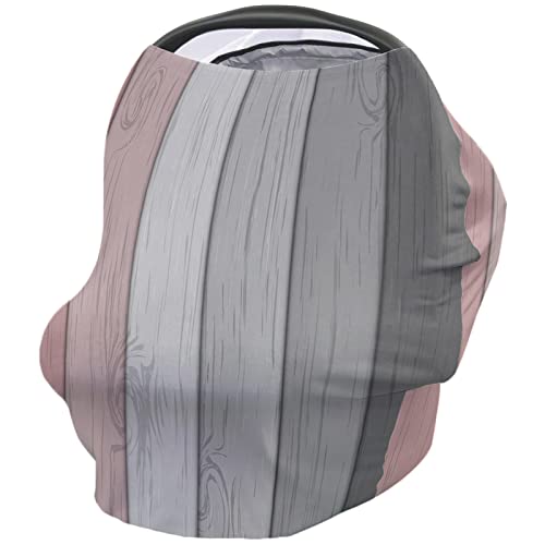 Farmhouse Retro Pink & Gray Gradient Baby Car Seat Cover - Soft, Breathable & Stretchable Fabric for Newborns (26x27.6 Inch) - Adjustable Nursing Cover for Girls & Boys - Perfect for Car Travel, Stroller Use & Breastfeeding Protection
