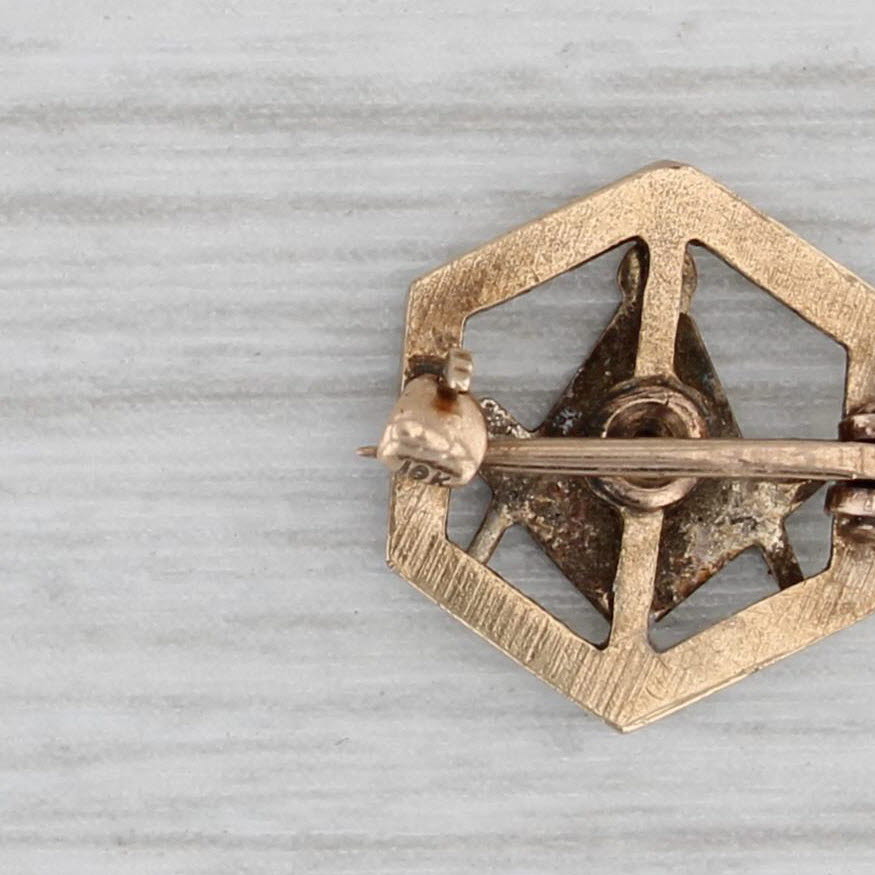 Antique 1920s Masonic Pin - 10k & 18k Gold Blue Lodge Square & Compass Lapel Pin - Perfect for Collectors, Freemason Gifts & Vintage Jewelry Enthusiasts