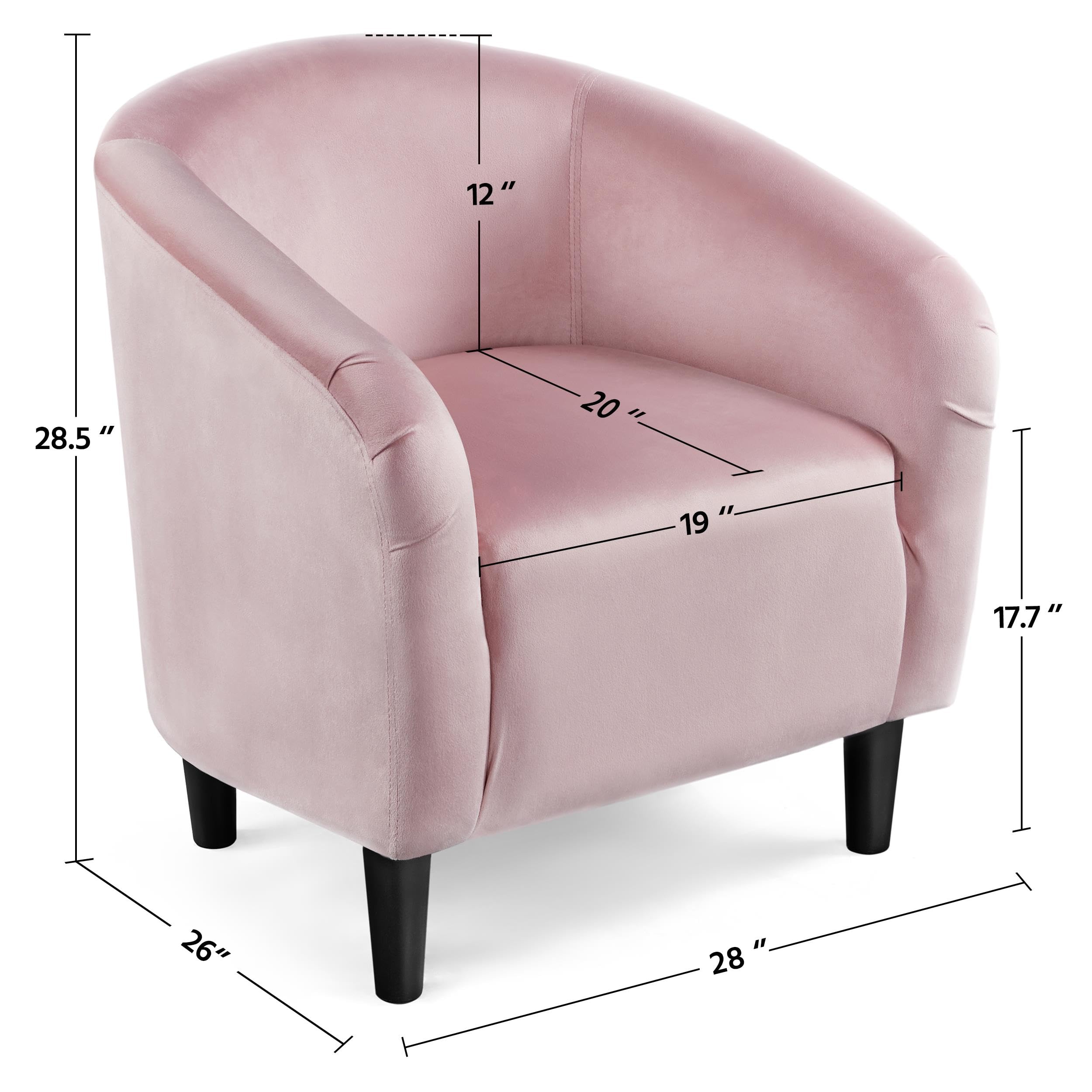 Yaheetech Modern Barrel Chair - Soft & Cozy Vanity Chair with Sturdy Metal Legs & Padded Seat for Living Room, Bedroom, Makeup Room (Pink) | Perfect for Reading Nook, Dressing Table & Home Office Accent Chair