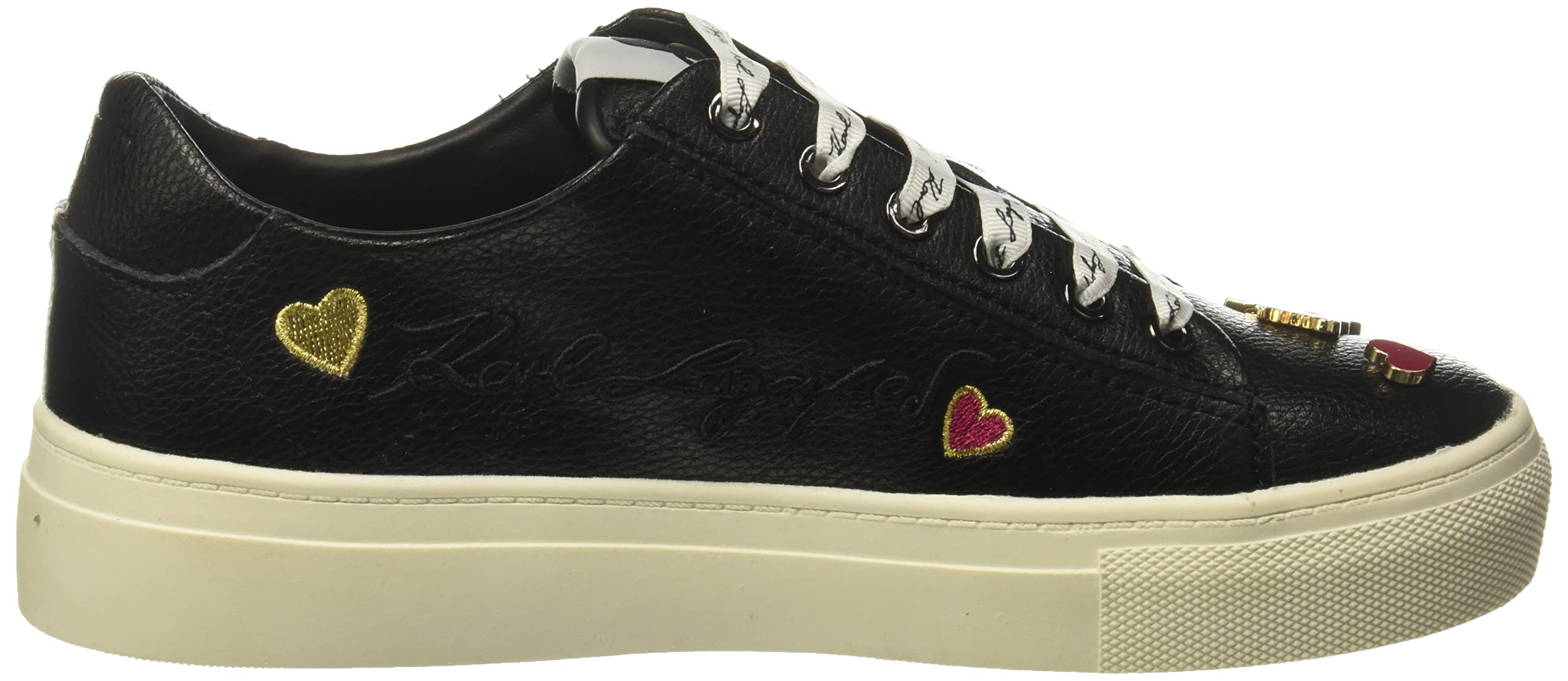 Karl Lagerfeld Paris Women's Cate Pins Sneakers - Fashionable White Leather Low Top Lace Up Shoes for Casual Wear & Street Style Outfits