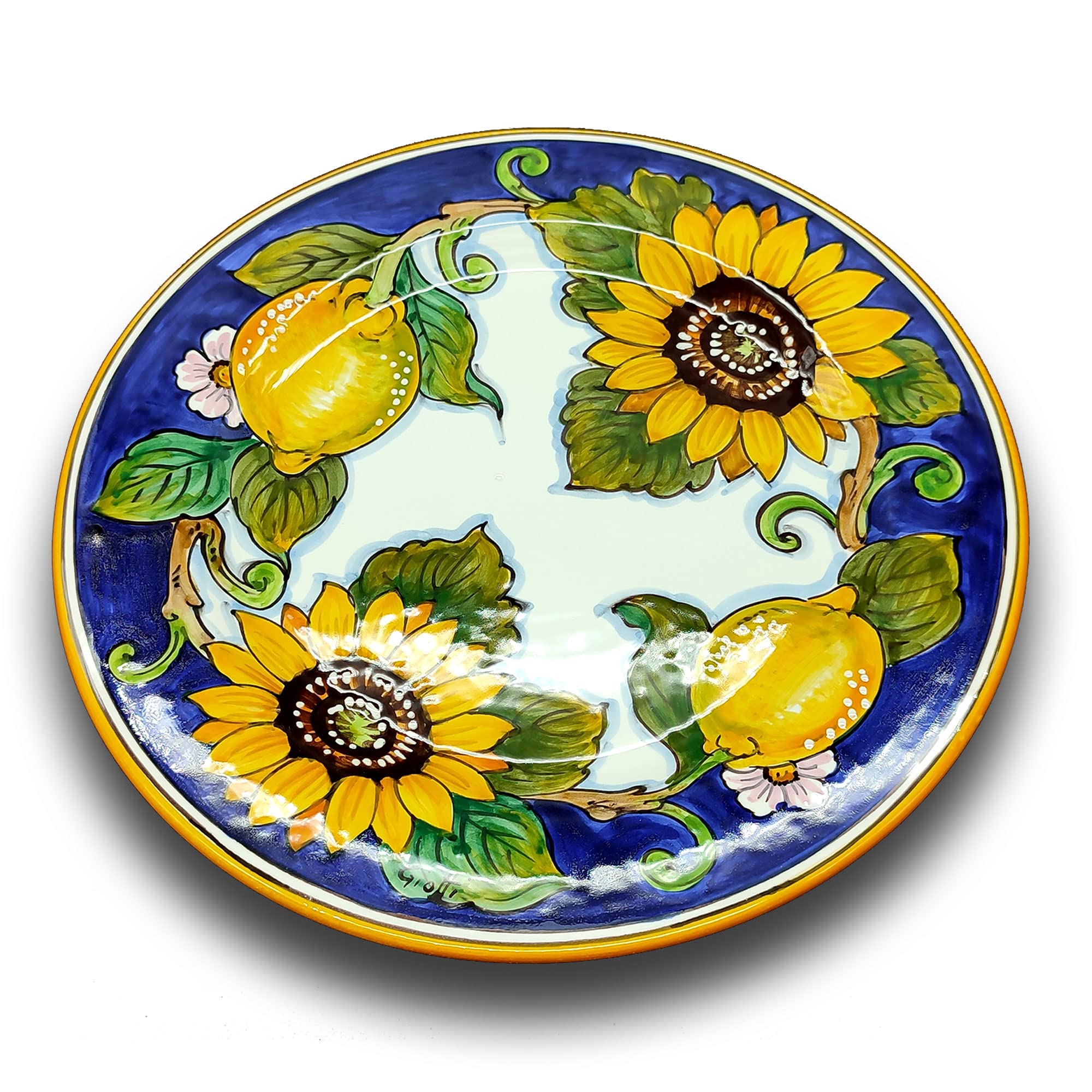 Italian Ceramic Dinnerware Set for 4 - Hand Painted Tuscan Kitchen Dishes with Lemons & Sunflowers - Authentic Italian Pottery Plates & Bowls - Elegant Home Decor - Perfect for Family Dinners, Entertaining Guests, and Rustic Kitchen Decor