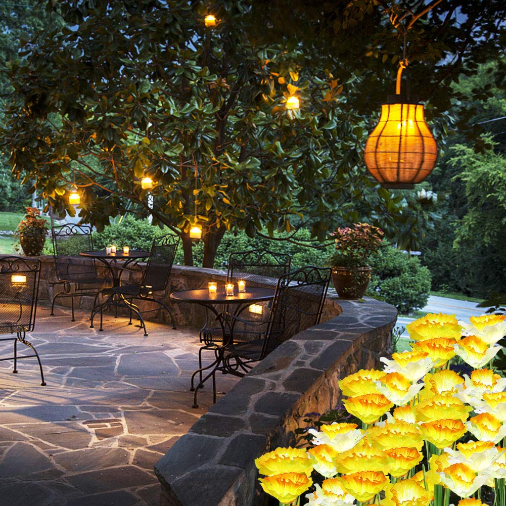 Solar Powered LED Landscape Lights - 4 Color Changing Waterproof Flower Lights for Garden, Pathway, Backyard & Patio Decor | Outdoor Solar Lighting for Walkways, Flower Beds & Yard Decoration