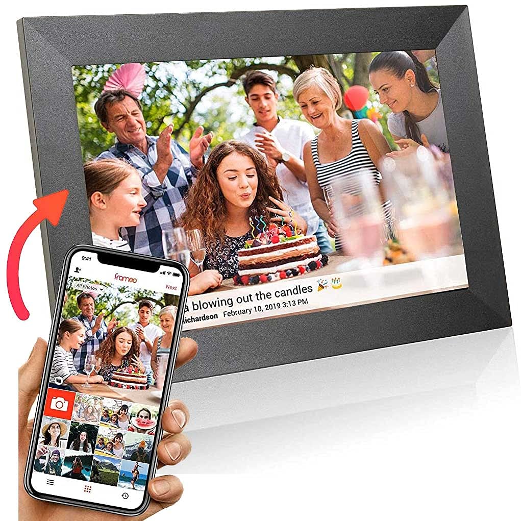 Grouptronics Gallery10 10 Inch Wi-Fi Digital Photo Frame – Easy to Use, Touch Screen, Auto Sleep & Rotate, 16GB Storage, Black | Send Photos/Videos via Free App, Landscape/Portrait Mode | Perfect for Home Decor, Office Display & Gift Giving