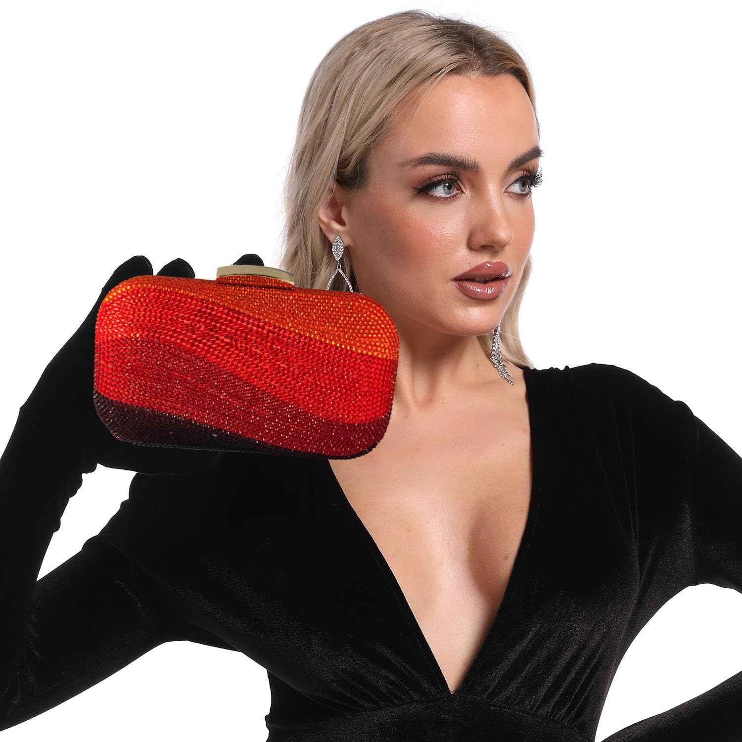 Luxury Crystal Clutch Evening Bag for Women - Rhinestone Wedding Purse with Sea Wave Design, Elegant Party Handbag for Prom, Gala & Special Occasions