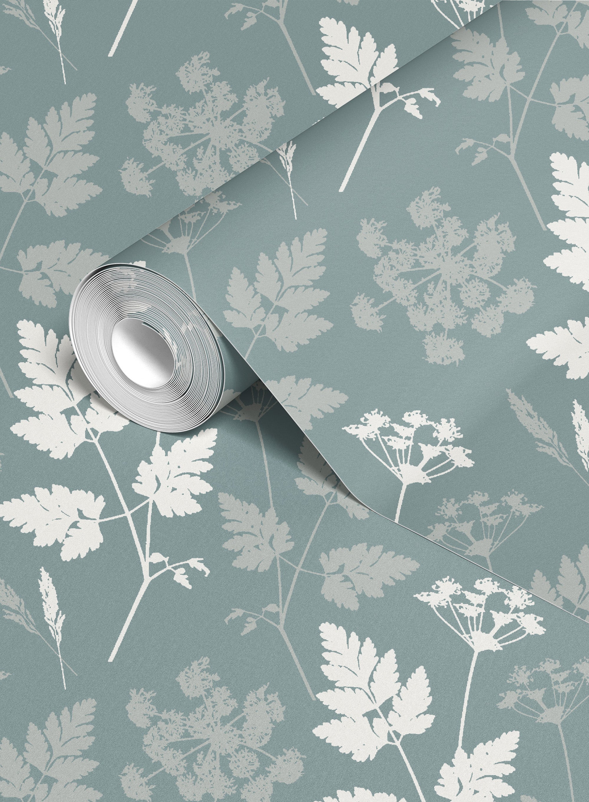 Elegant Cow Parsley Wallpaper in Teal - Botanical Floral Peel and Stick Wallpaper for Bedroom, Living Room & Nursery Decor