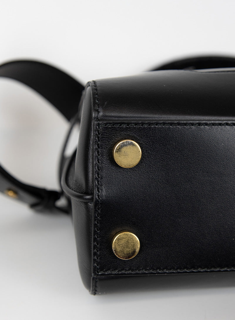 Balmain Black Leather Rectangular Handbag for Women - Luxury Designer Shoulder Bag for Work, Travel & Evening Events