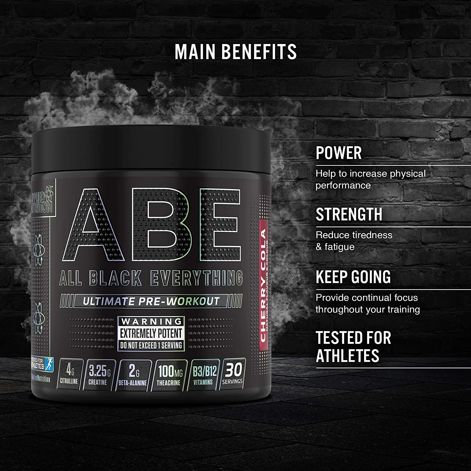 Applied Nutrition ABE (All Black Everything) Ultimate Preworkout Powder 315g - Boost Energy & Performance for Intense Workouts & Gym Sessions