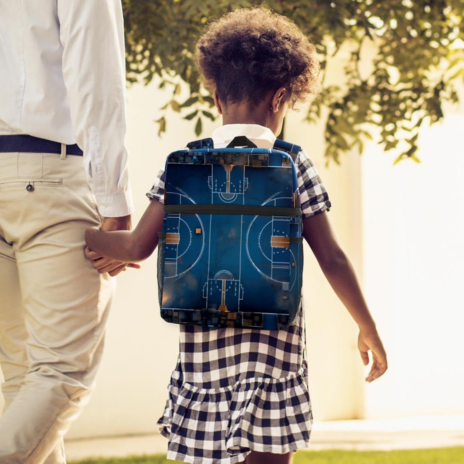 Stylish Travel Backpacks for Women & Men - Durable Basketball Court Design Backpack for School, Gym, Work & Outdoor Adventures