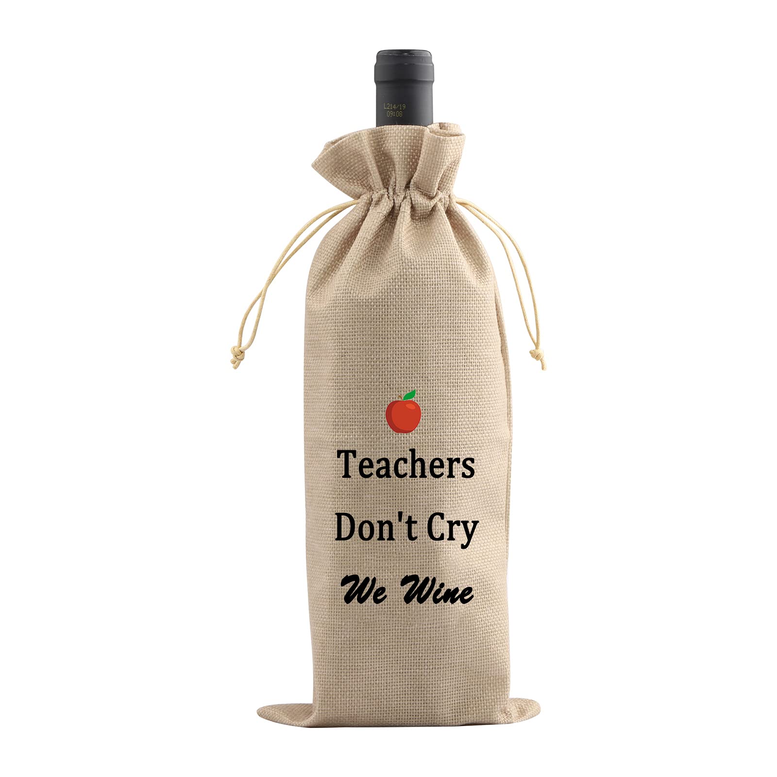 LEVLO Wine Bottle Gift Bags for Teachers & Nurses - Funny 'Don't Cry We Wine' Appreciation Gift for Educators & Healthcare Workers - Perfect for Teacher Appreciation Week, Nurse Recognition & Retirement Gifts