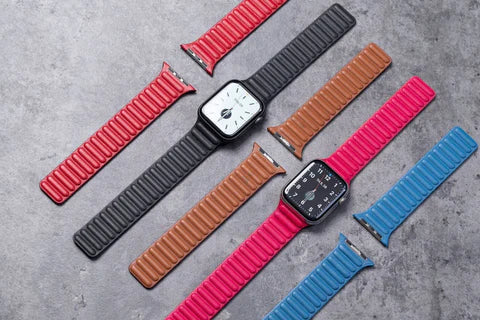 Two-Tone Leather Link Band for Apple Watch - Stylish & Durable Replacement Strap for Work, Gym & Everyday Wear