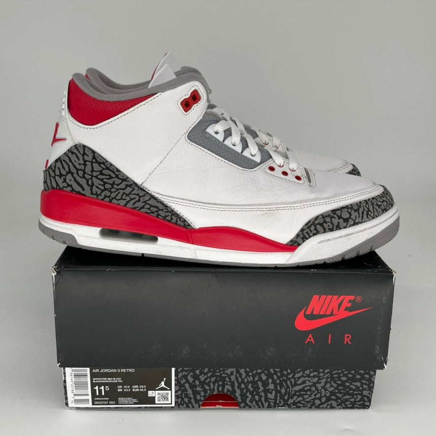 Air Jordan 3 Retro 'Fire Red' Men's Basketball Shoes Size 11.5 DN3707-160 - Perfect for Streetwear & Sneaker Collectors