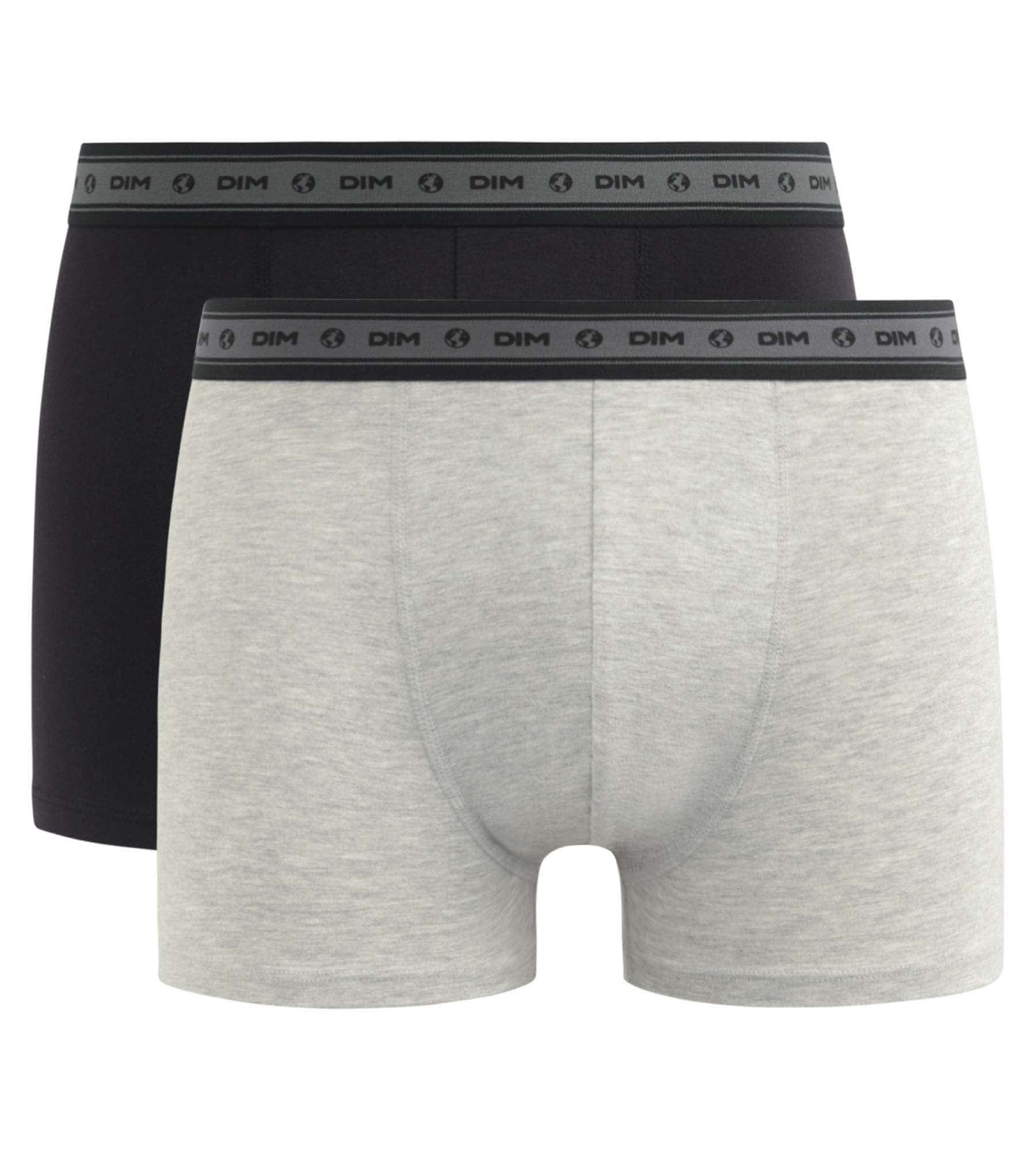 Organic Cotton Men's Boxer Briefs 2-Pack - Black & Pearl Gray | Soft, Breathable & Comfortable Underwear for Everyday Wear, Workout & Travel | Dim Good Brand
