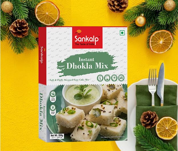 Sankalp Instant Dhokla Mix 200g - Authentic Gujarati Snack Mix for Soft & Fluffy Dhokla - Ready in Minutes - Perfect for Breakfast, Tea Time & Indian Festive Occasions