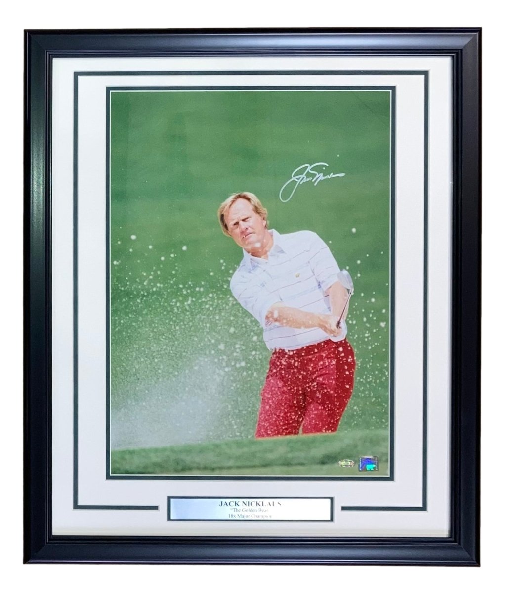 Authentic Jack Nicklaus Signed 16x20 Framed PGA Golf Photo - Steiner & Golden Bear Holograms - Perfect for Golf Memorabilia Collectors & Man Cave Decor