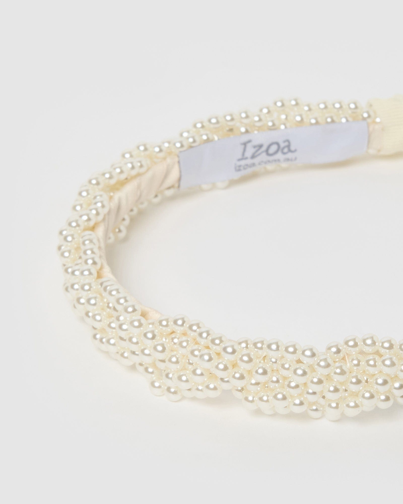 Izoa Bianca Headband with White Pearl Accents - Elegant Hair Accessory for Women, Bridal, Party & Everyday Wear