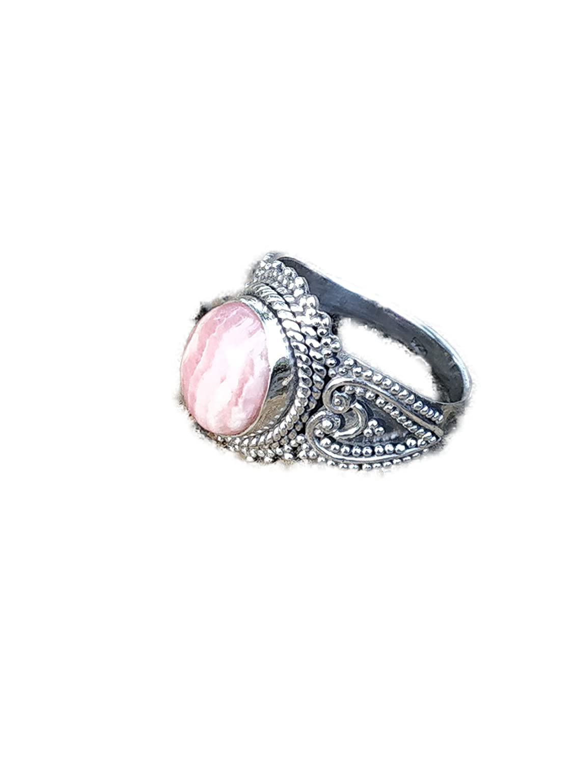 Rhodochrosite Sterling Silver Ring - Handmade Artisan Jewelry, Vintage Pink Promise Ring, Natural Gemstone Bridal Gift for Her | Perfect for Weddings, Anniversaries & Romantic Occasions