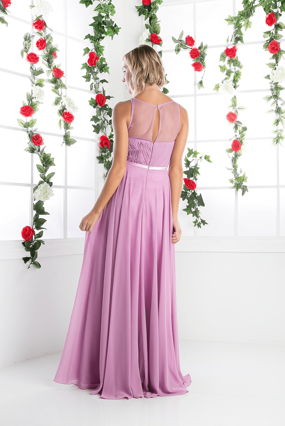 Elegant Pleated Chiffon Sheer Maxi Dress for Women - Perfect for Weddings, Parties & Special Occasions