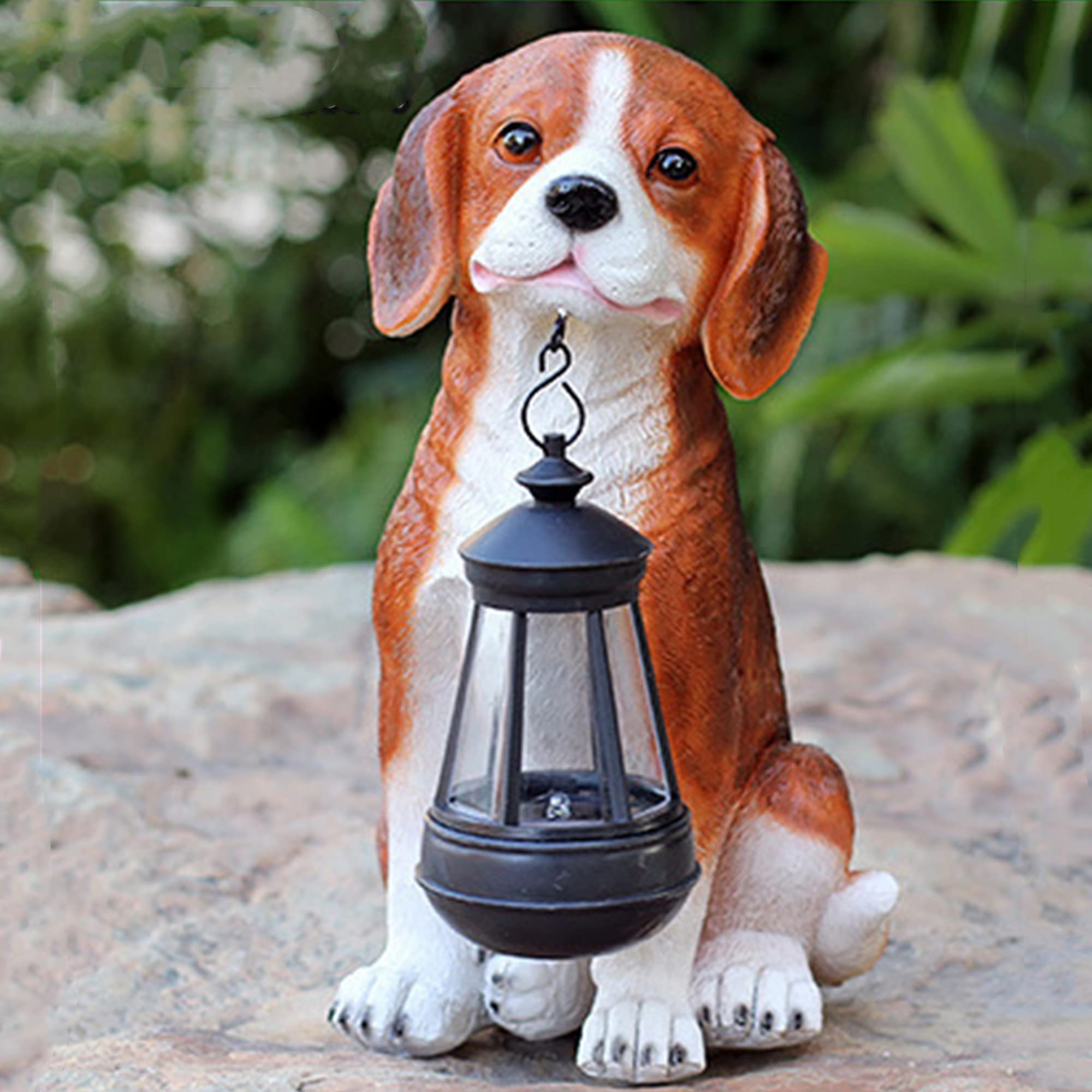 Solar Powered Outdoor Dog Statue - Beagle Garden Decor with LED Solar Light | Weather-Resistant Animal Sculpture for Yard, Patio & Lawn Decoration | Perfect for Garden Lighting & Nighttime Ambience