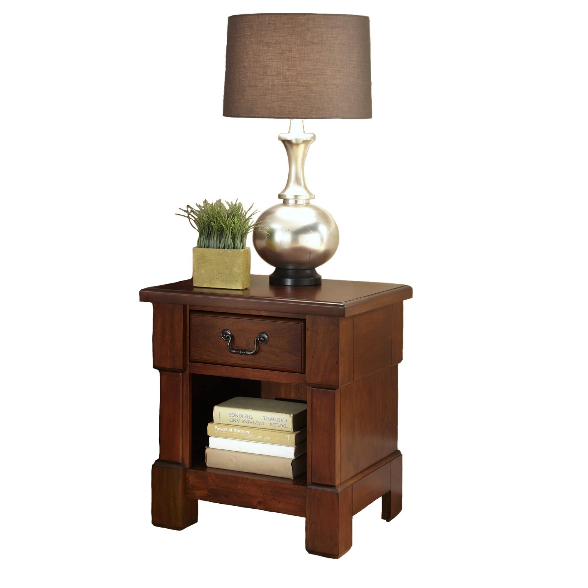 Homestyles Aspen Nightstand - Brown Wood Bedside Table with Drawer for Bedroom Furniture, Home Decor & Storage Solutions | Perfect for Bedside Organization, Guest Rooms & Small Spaces