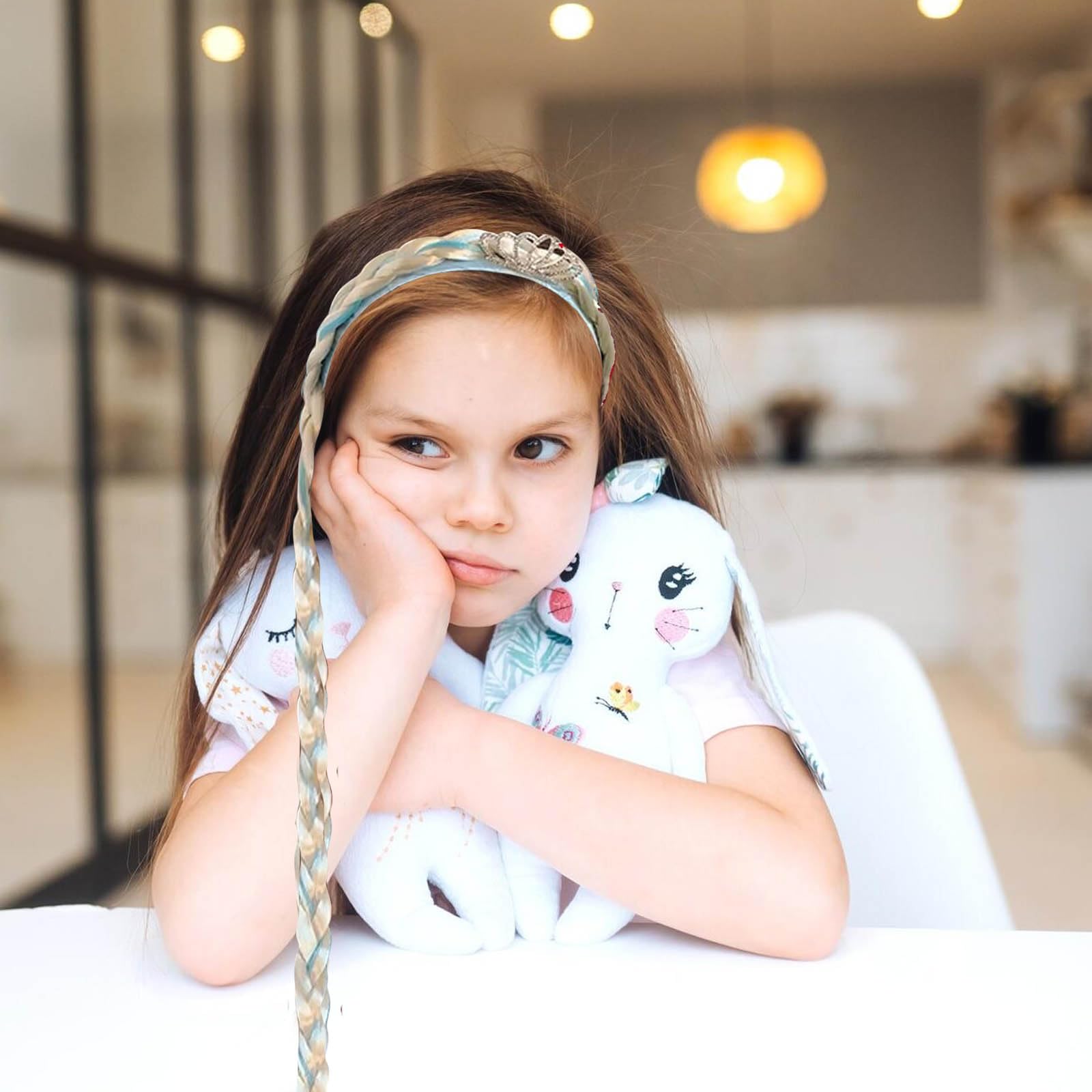 Blue Princess Hair Crown Headband for Girls - Elegant Hair Accessories for Wig, Braid & Party - Perfect for Birthday, Wedding & Cosplay
