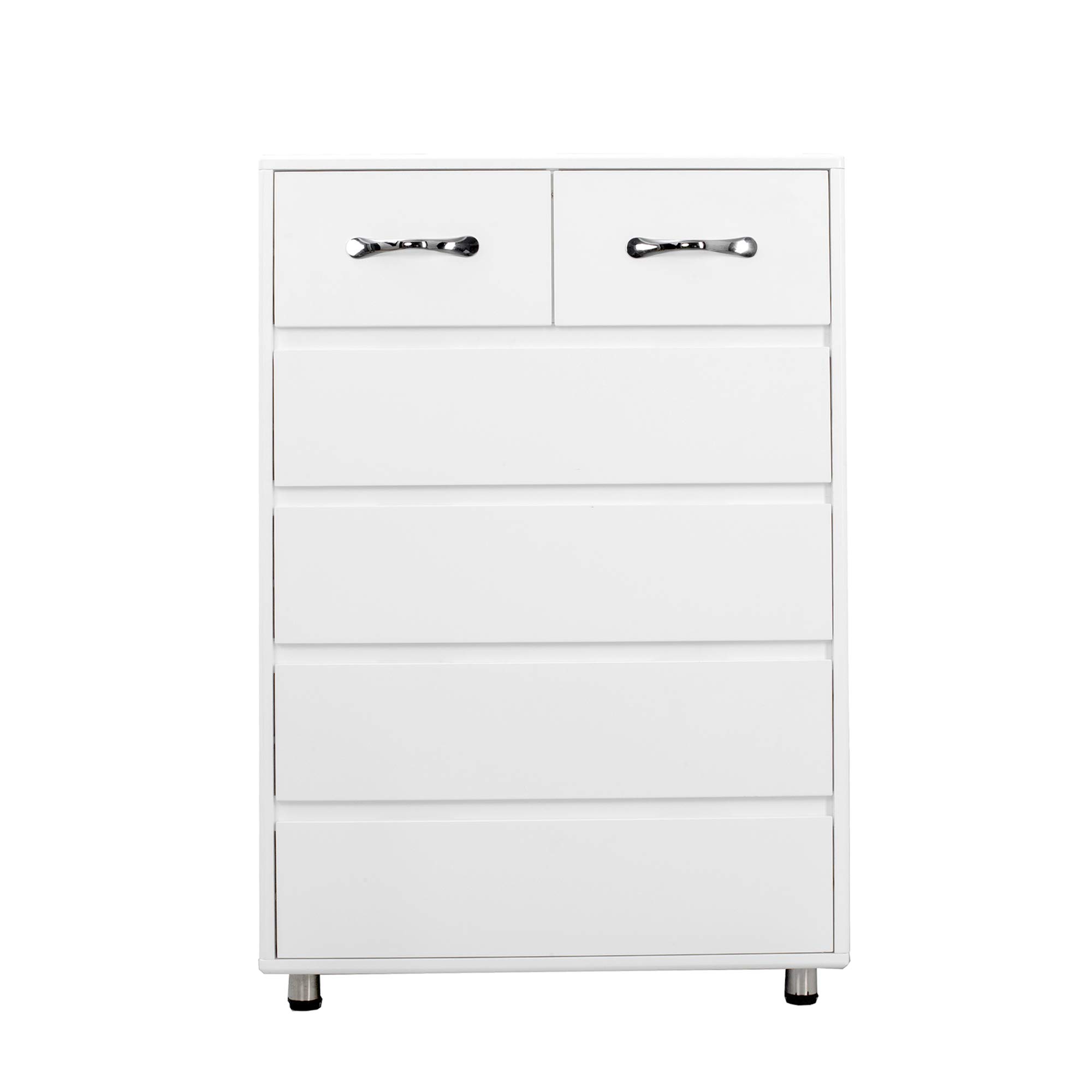 Wooden Nightstand with Storage Drawers & Fabric Bins - Side Table Cabinet for Bedroom, Living Room | File Organizer with Easy Pull Handles - White End Table for Home Office & Small Space Organization