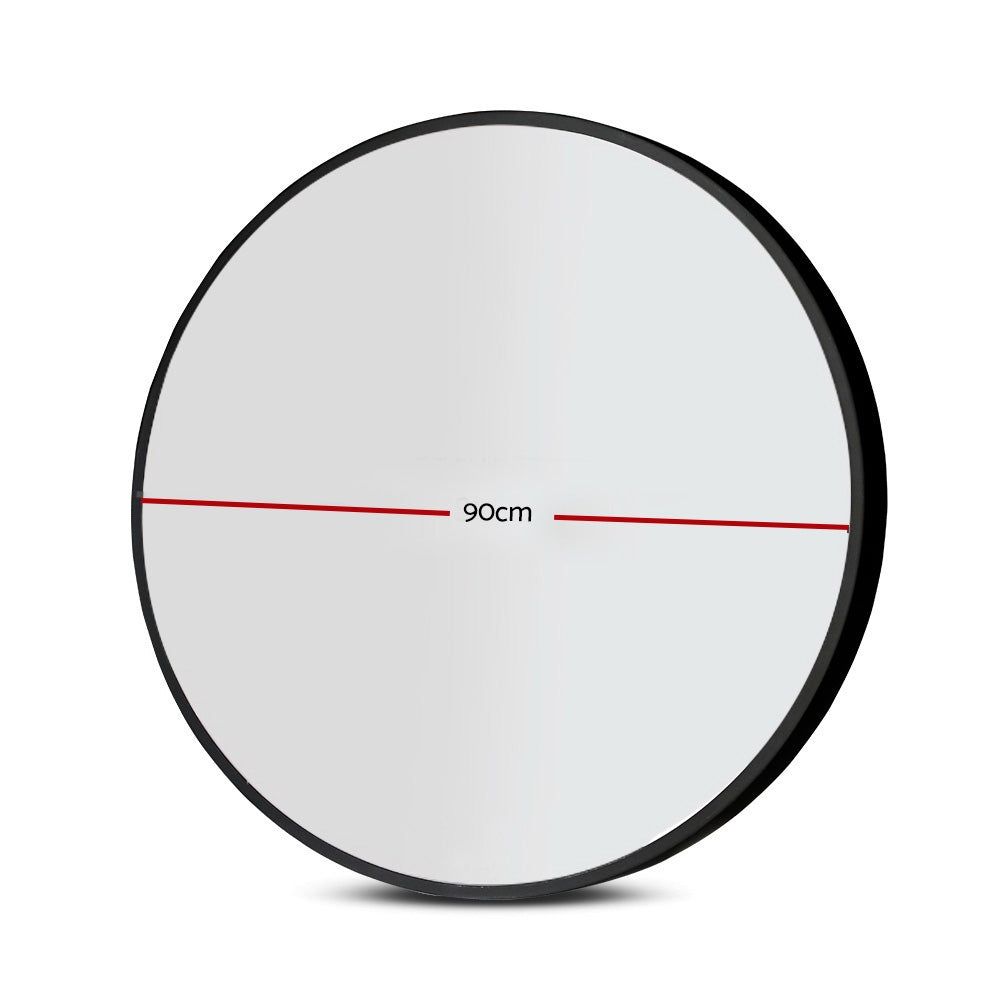 Embellir 36-Inch Round Wall Mirror - Black Framed Bathroom Vanity Mirror for Makeup & Home Decor - Perfect for Bedroom, Living Room, and Bathroom
