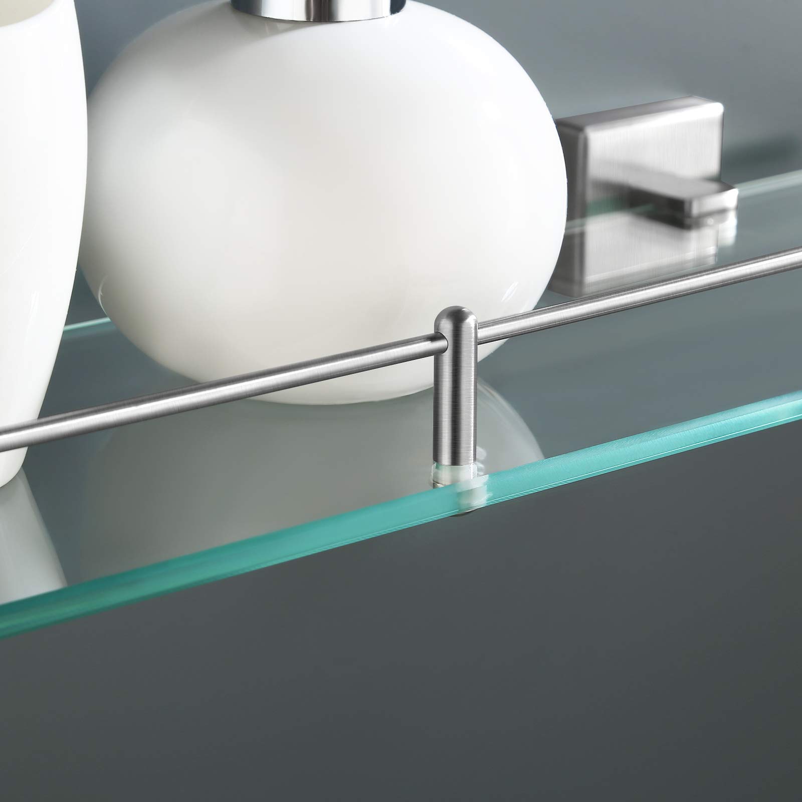 KES 1-Tier Rustproof Stainless Steel Bathroom Glass Shelf & Caddy - Wall Mount Brushed Finish Bathroom Storage Basket A2420A-2 | Perfect for Shower Organization, Spa Decor & Small Space Bathroom Storage
