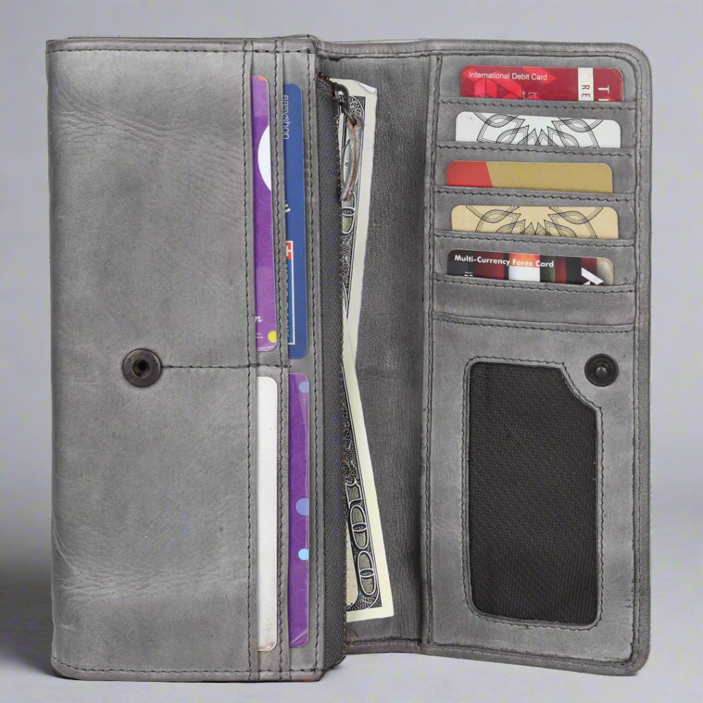 MET Women's Genuine Leather Clutch Wallet - Slim RFID Blocking Credit Card Holder for Everyday Use, Parties & Travel