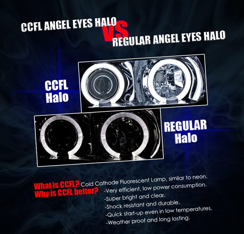 CCFL Halo LED Projector Headlights for 2006-2010 Dodge Charger - Black Housing, High Performance Lighting Upgrade - Perfect for Night Driving & Custom Car Styling