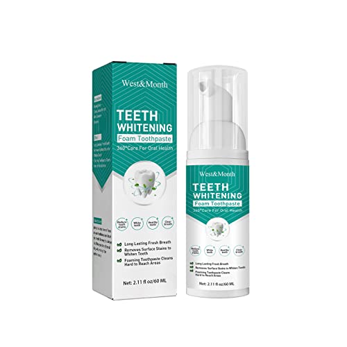 60ml Whitening Foaming Toothpaste with Baking Soda - Ultra-Fine Mousse for Deep Teeth Cleaning & Oral Health - Perfect for Travel, Home & Daily Dental Care Routine