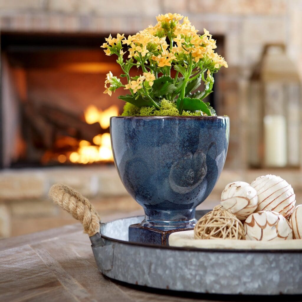 Cyan Design 11047 Big Sky Planter - Large Blue Glazed Ceramic Flower Pot for Indoor/Outdoor Plants, Home & Garden Decor