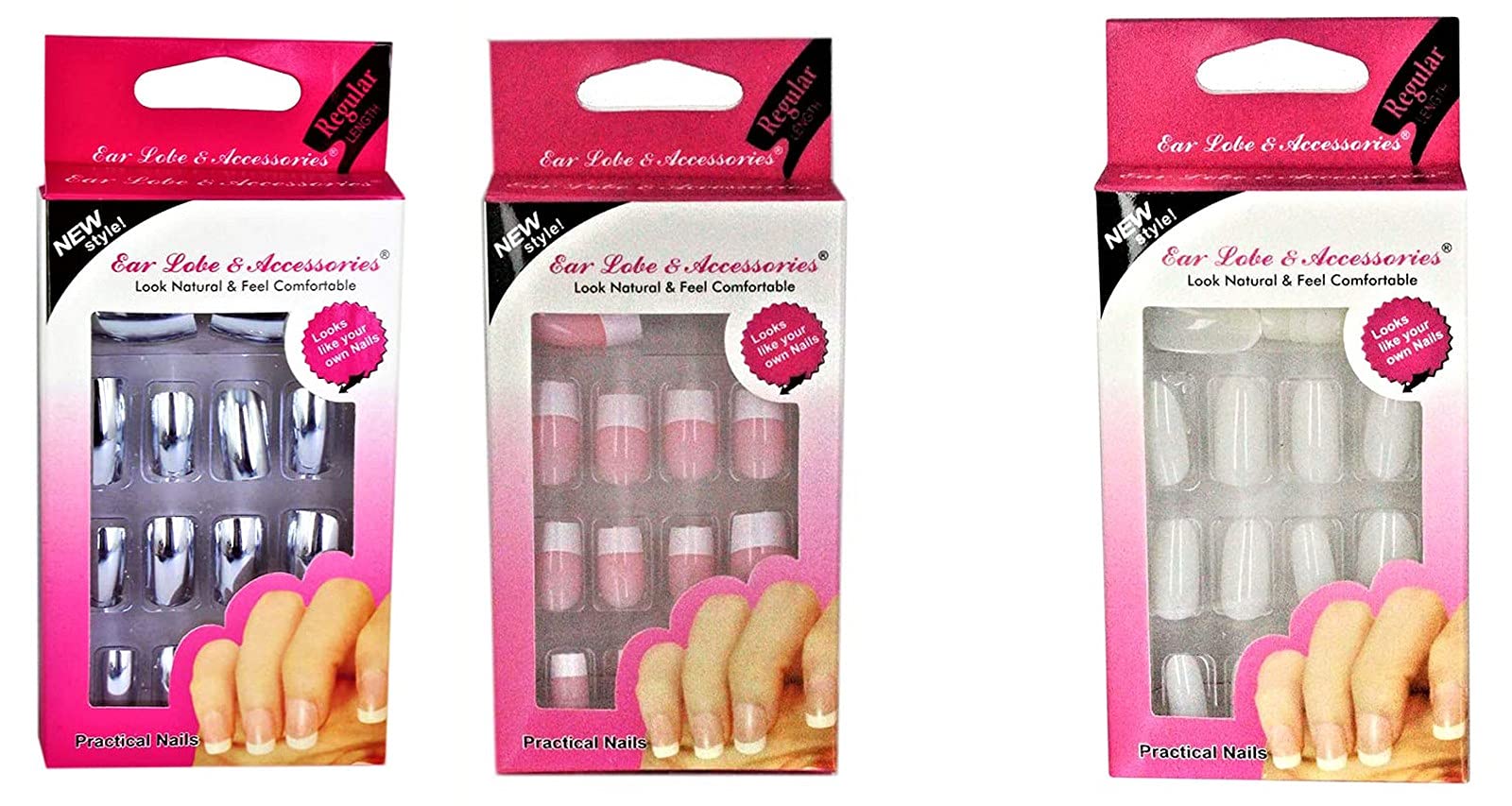 12pcs Silver/Pink/White Ear Lobe & Nail Accessories Combo Set - Perfect for DIY Jewelry Making, Nail Art, and Fashion Styling