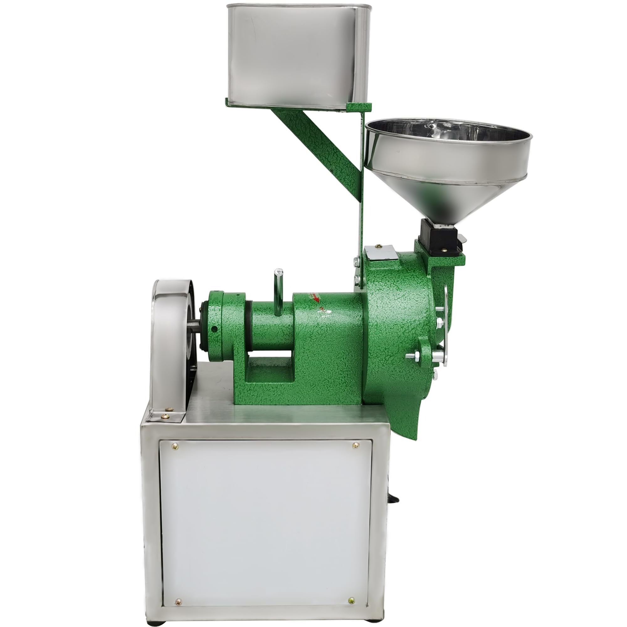 Commercial Electric Grain Grinder Machine for Rice, Soybean, Corn - Wet & Dry Grinding with 2 Wheels - 110V Silver Grain Mill for Cereals, Wheat, Feed Flour - Perfect for Home Kitchens & Small Businesses