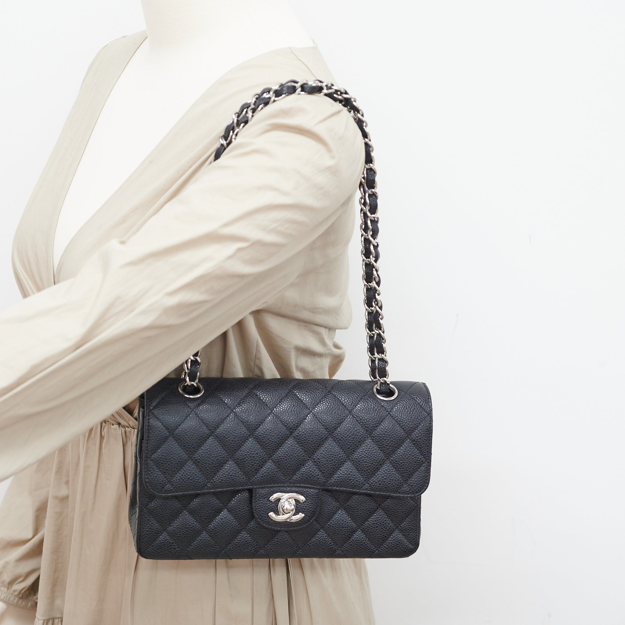 Chanel Small Caviar Classic Double Flap Bag Black 16 Series - Luxury Designer Handbag for Women, Perfect for Evening Events & Special Occasions