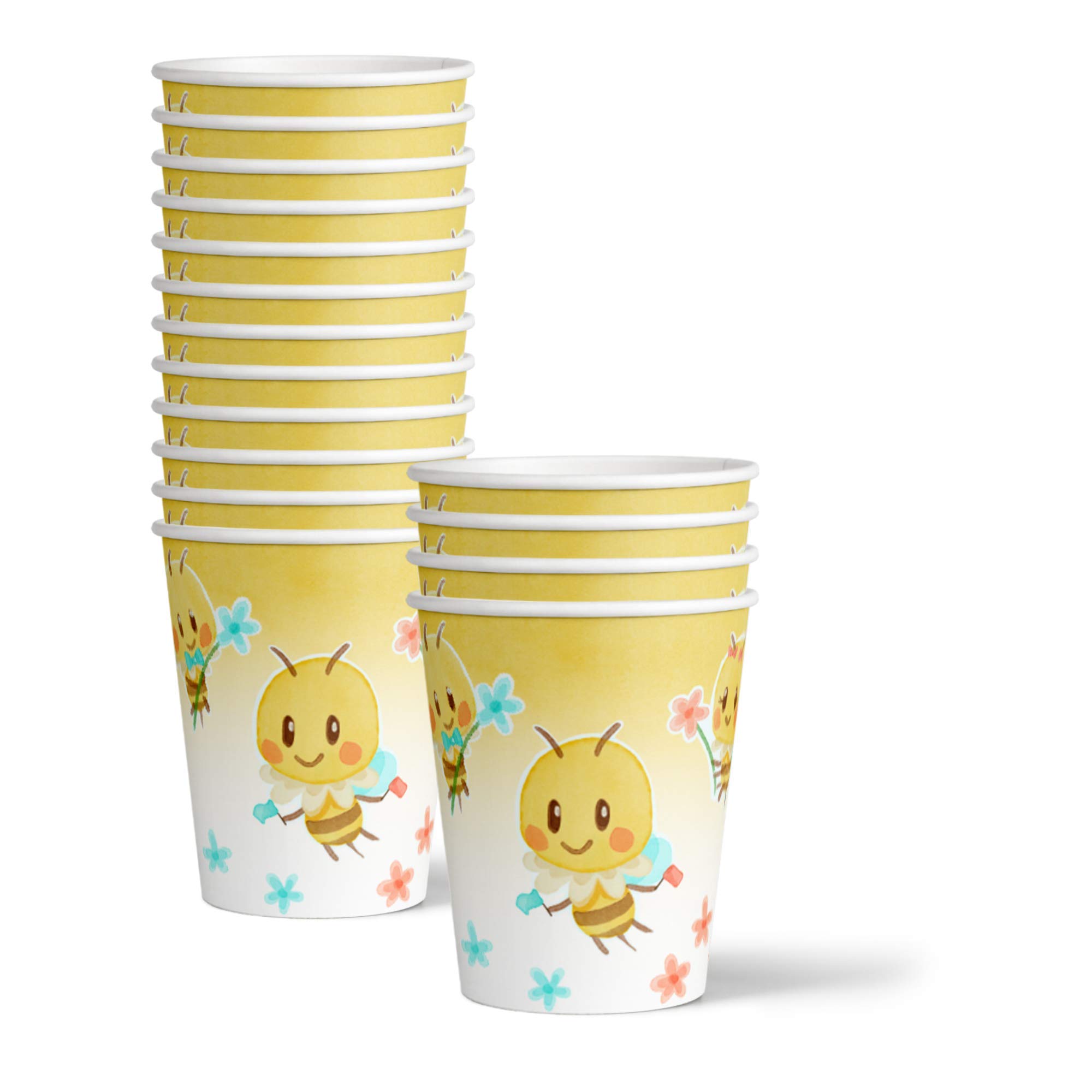 Little Honey Bee Gender Reveal Party Supplies Set - 16-Piece Tableware Kit with Plates, Napkins & Cups | Perfect for Baby Shower, Gender Announcement & Themed Celebrations