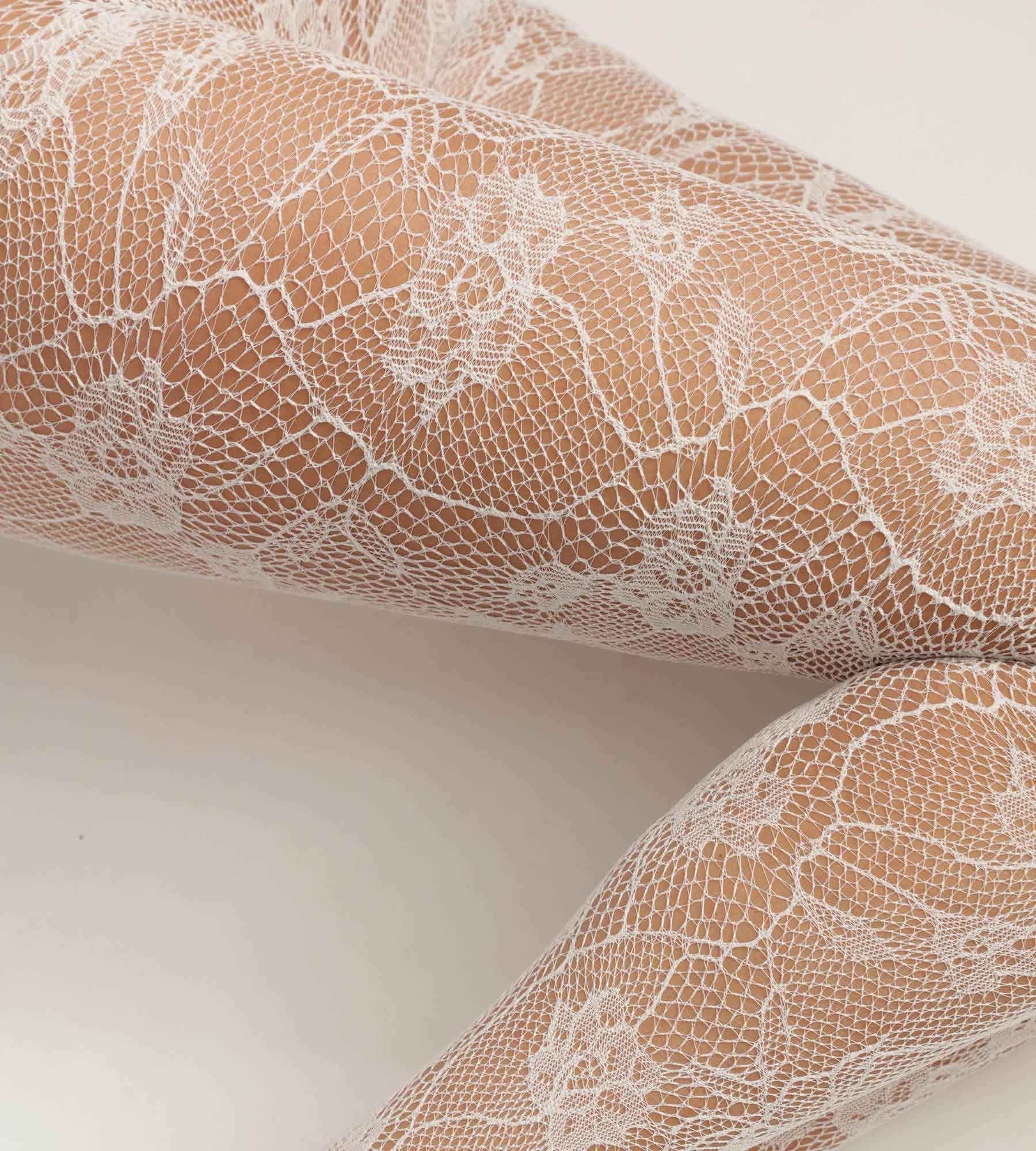 Baroque White Floral Lace Fishnet Tights for Women - Elegant & Sexy Stockings for Parties, Date Nights & Special Occasions
