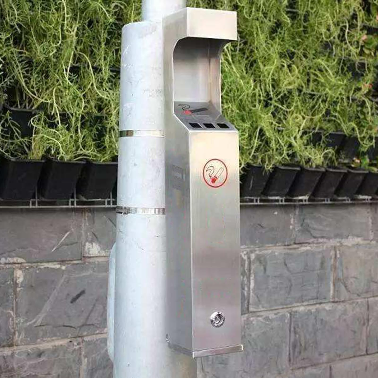 Stainless Steel Wall Mounted Outdoor Ashtray - Metal Cigarette Butt Receptacle for Smoking Areas, Pubs & Shelters | Durable & Weatherproof for Patios, Balconies & Public Spaces