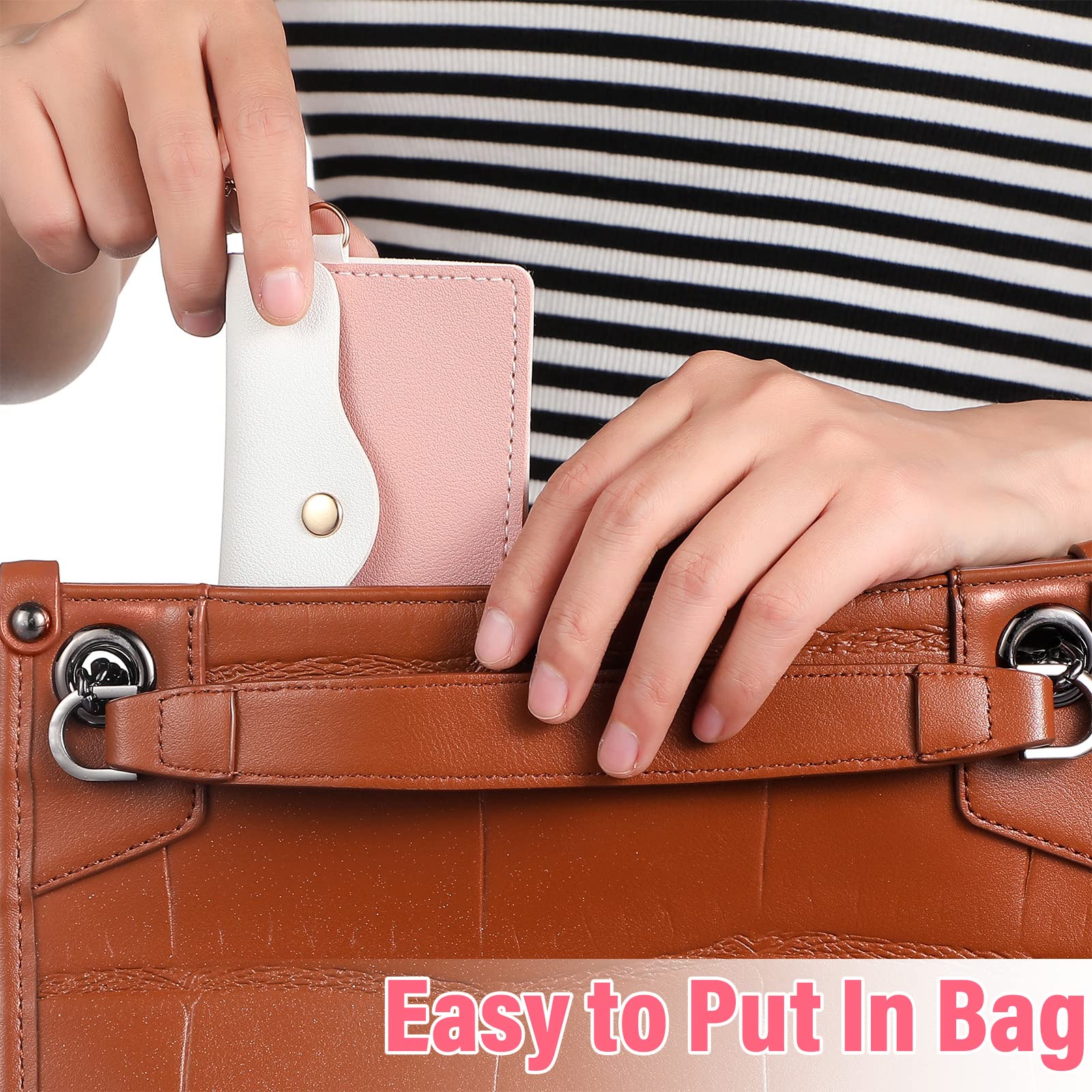 Tondiamo 2 Pack PU Leather Birth Control Pill Case - Compact 4.33 x 3 Inch Pill Organizer with Key Ring | Travel-Friendly Medication Holder for Women (Pink & Blue) - Perfect for Daily Use, Gym, Travel & Purse Organization