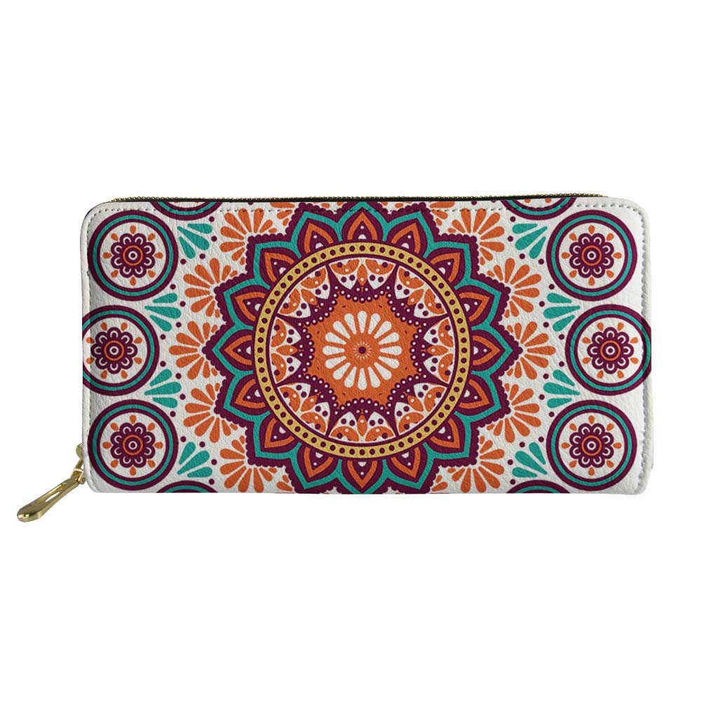 Bohemian Purse Wallet for Women - Purple Mandala Flower Pattern Handbag with Coin Pocket | Crossbody Bag for Travel, Festival & Everyday Use
