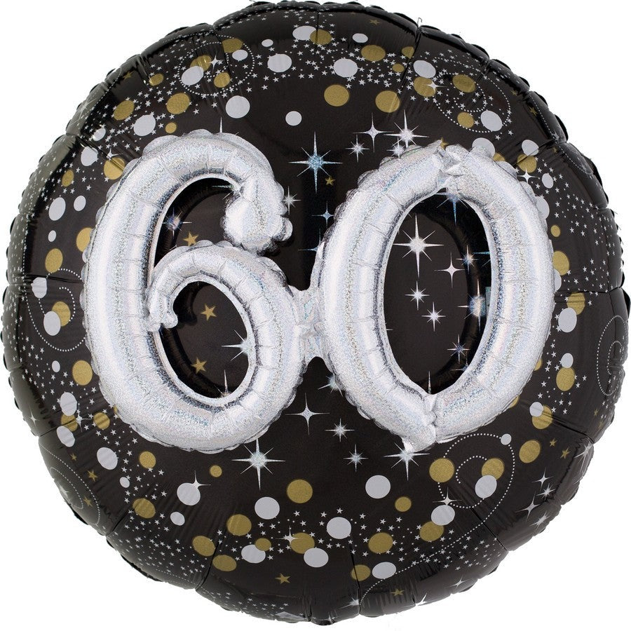 60th Birthday Sparkling Foil Balloons - 81cm Large Multi-Color Party Decorations for Anniversary, Graduation & Celebration Events