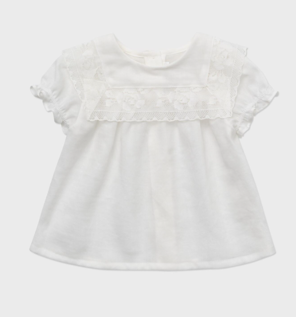 LOUISIELLA BLANCHE BLOUSE for Baby Girls (6-24 Months) - Soft Cotton Top for Playdates, Photos & Special Occasions